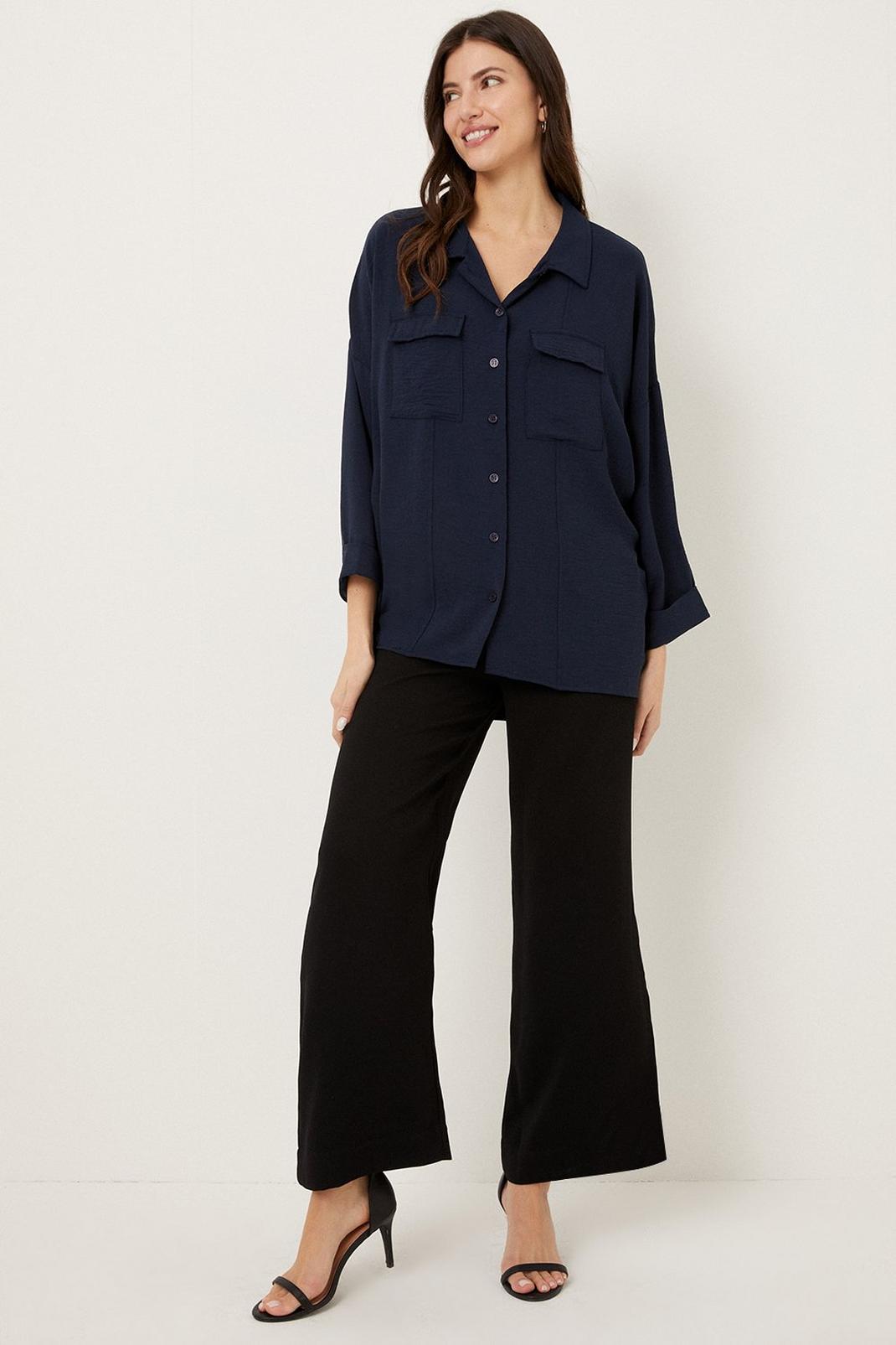 Tall Navy Relaxed Fit Utility Shirt image number 1