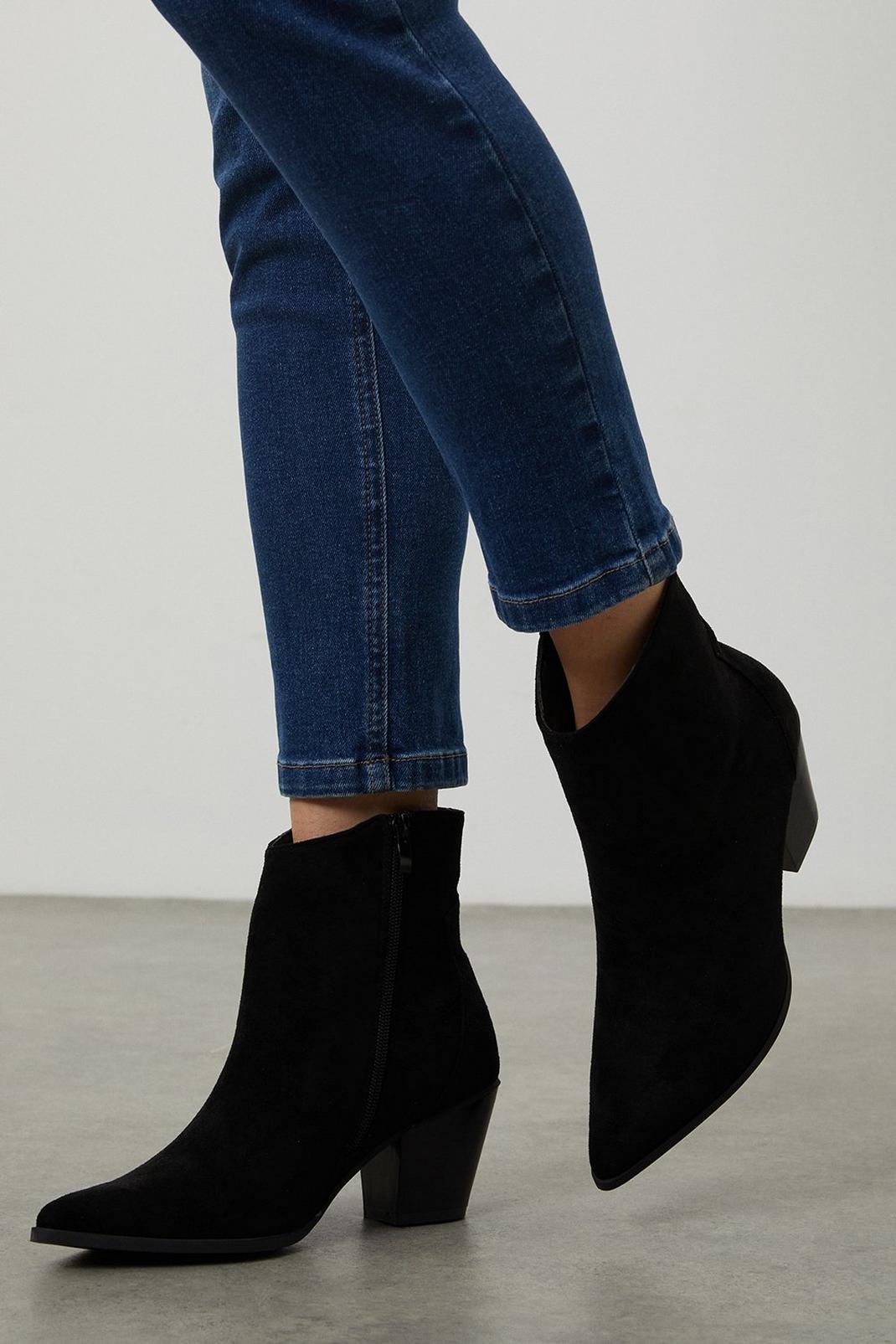 Black Marcella Western Pointed Ankle Boots image number 1