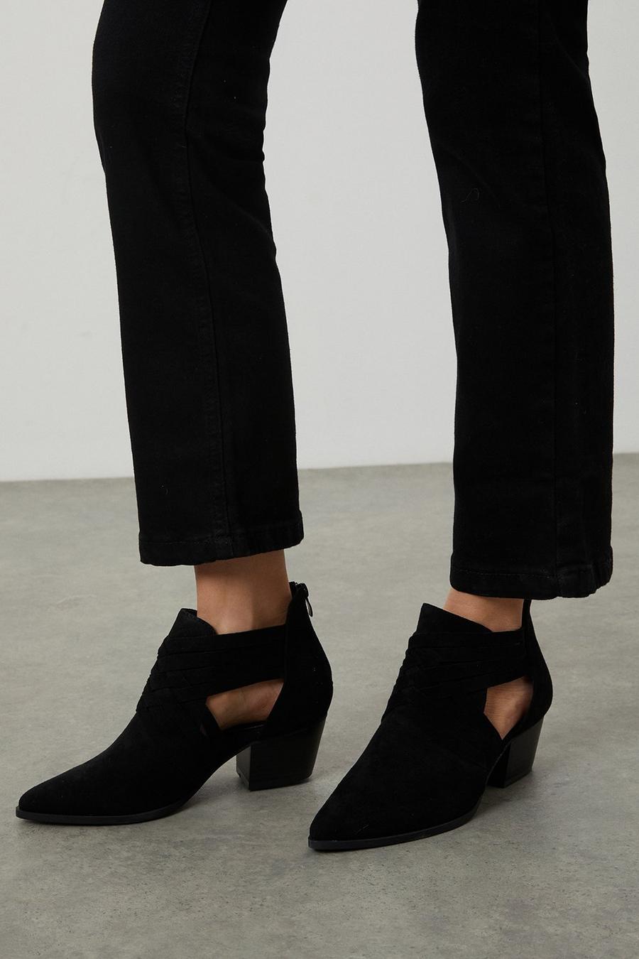 Margot Weave Detail Cut Out Ankle Boots
