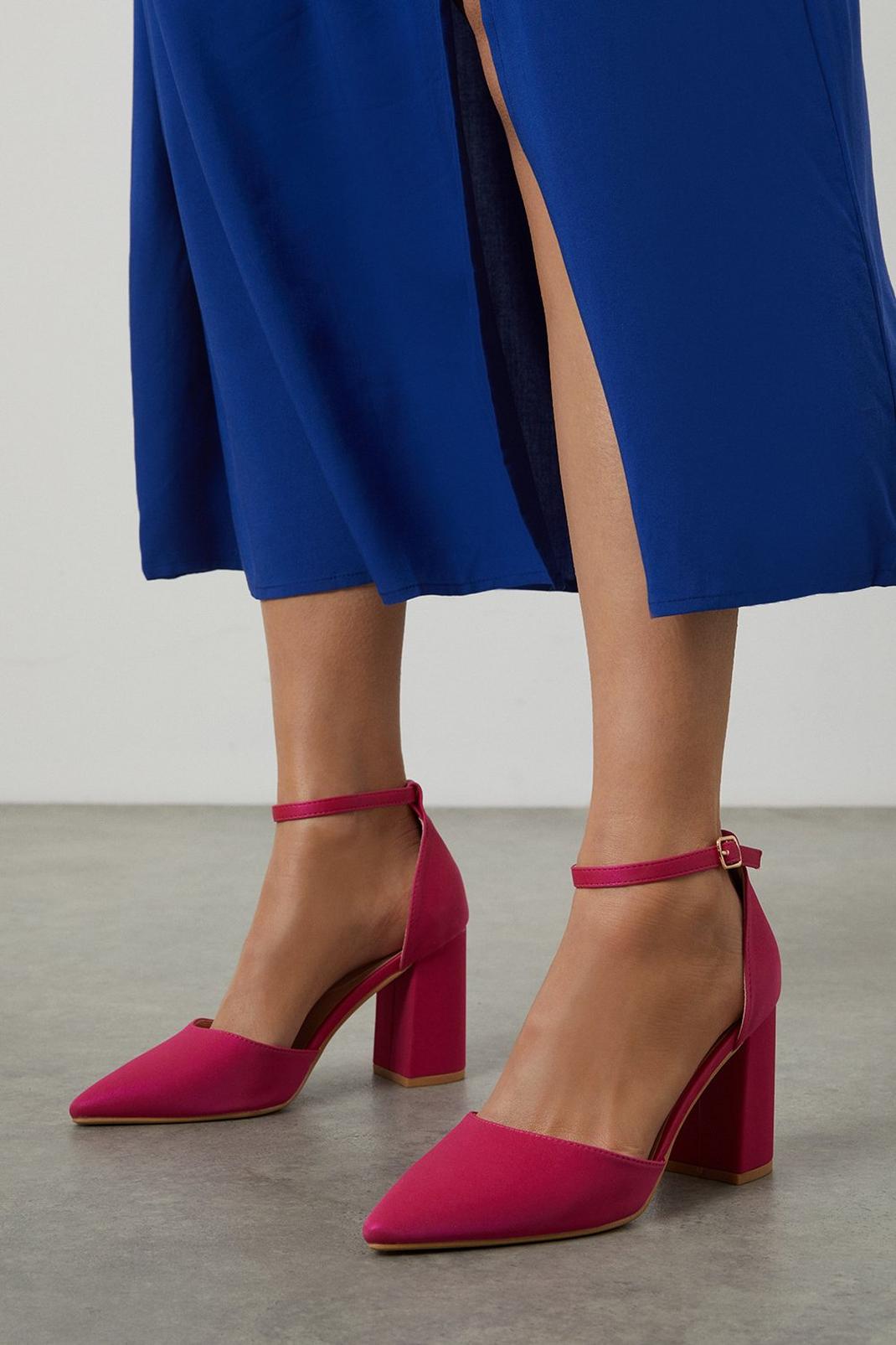 Fuchsia Ellery Two Part Block Heeled Court Shoes image number 1