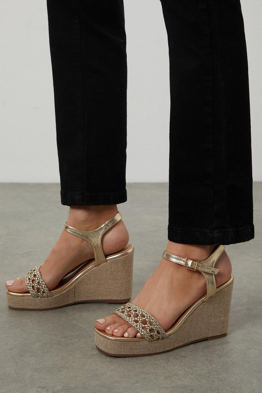 Roma Woven Detail Two Part Wedge Sandals