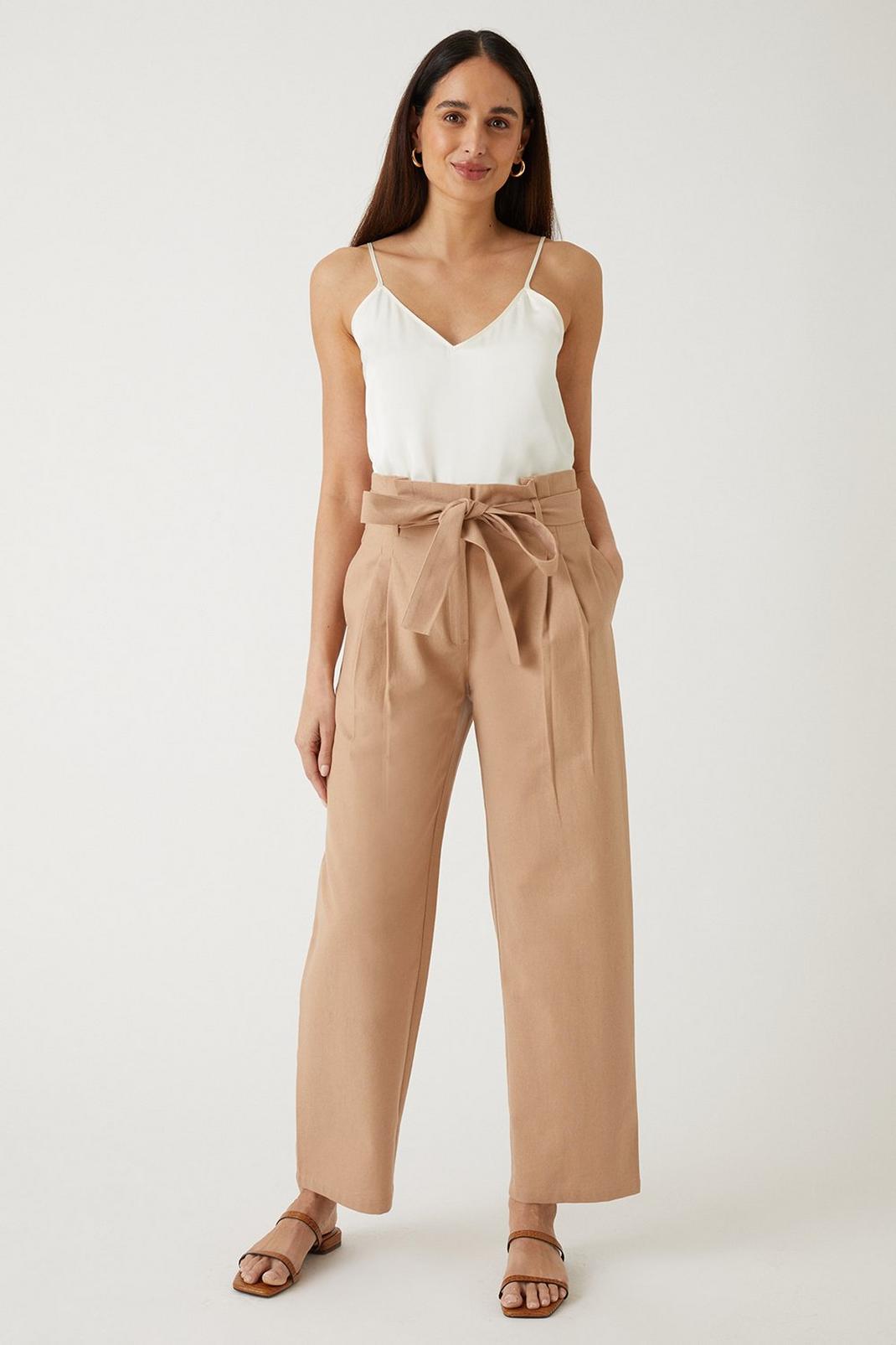 Stone Paperbag Belted Trousers  image number 1