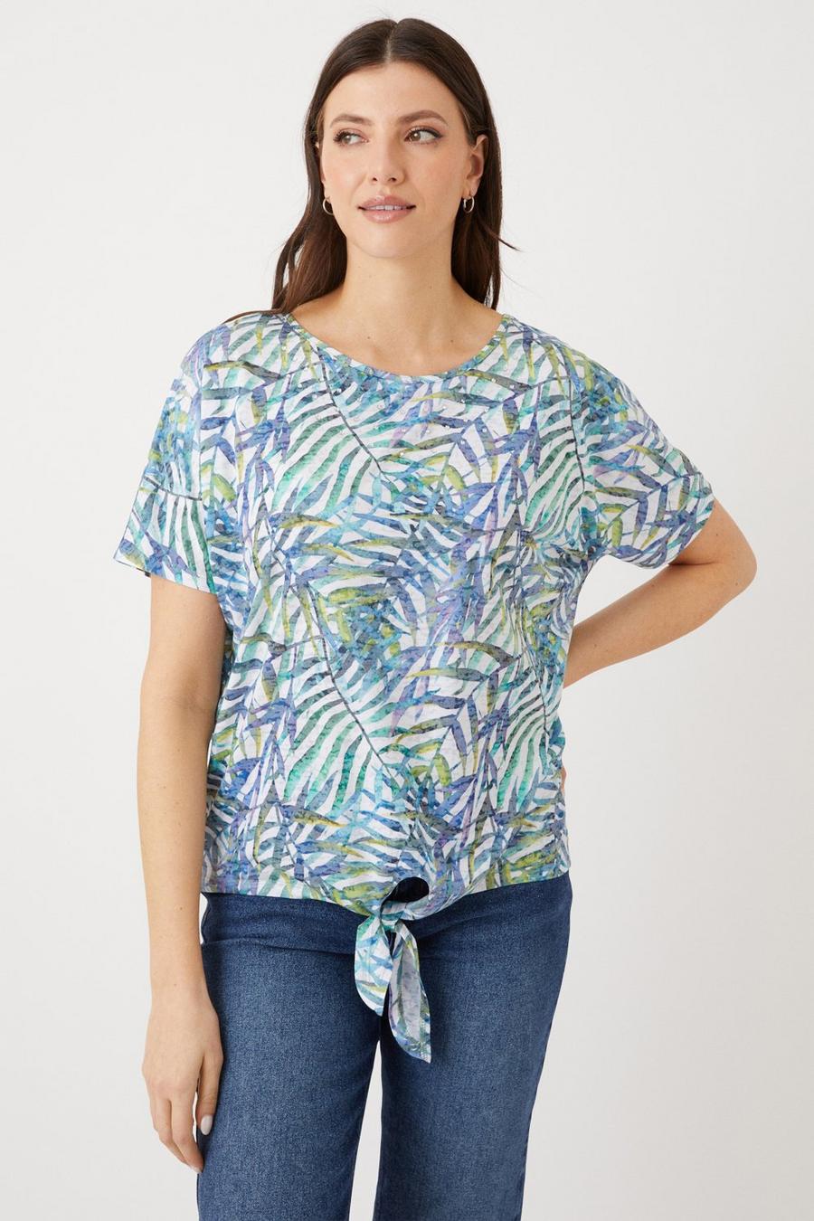 Tall Palm Tie Front Top With Diamante Detail