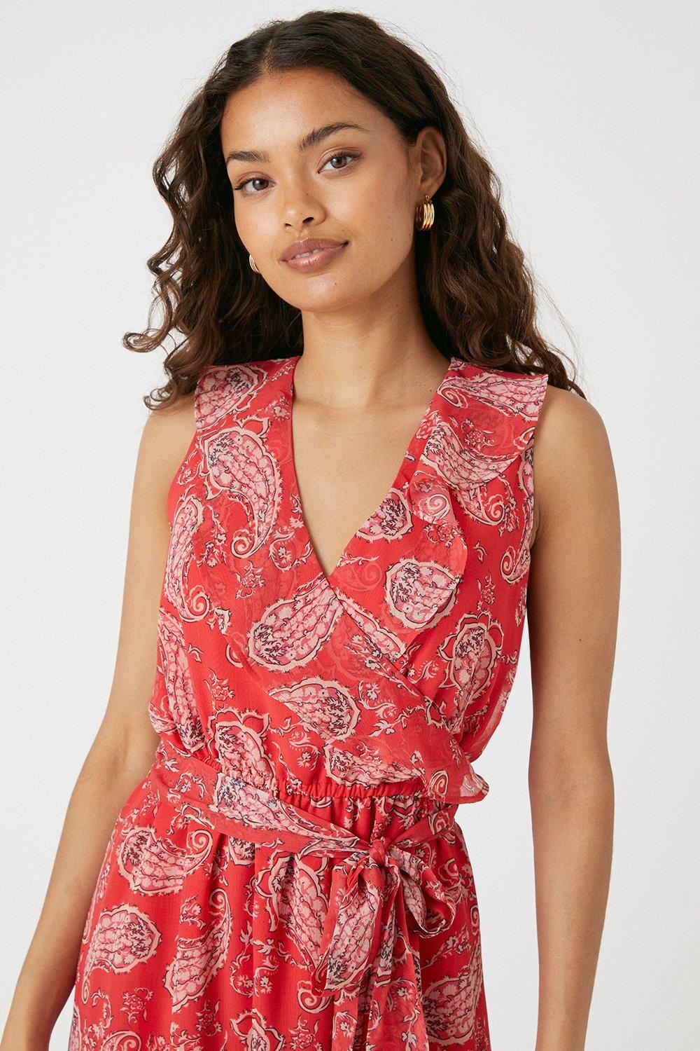 red paisley dress