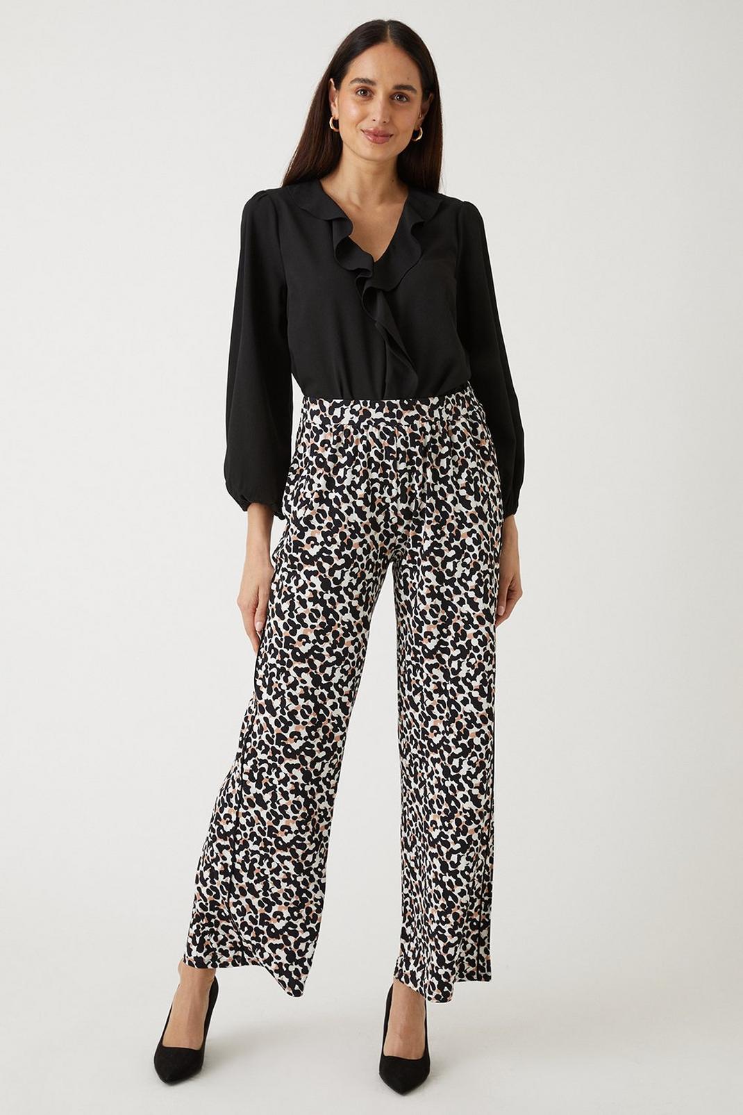 Mono Wide Leg Animal Jersey Trousers image number 1