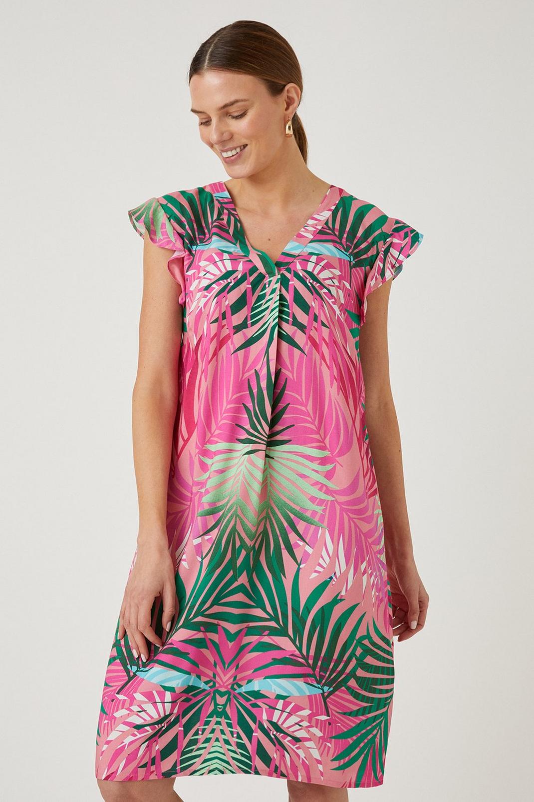 Tall Pink Palm Shift Dress image number 1