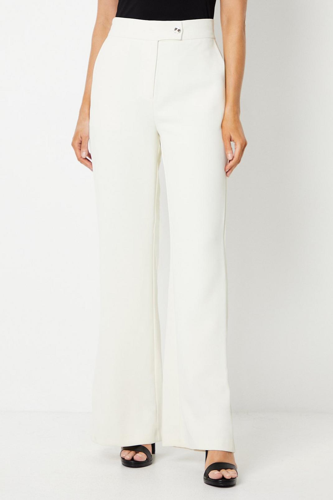 Ivory Double Button Wide Leg Trousers image number 1