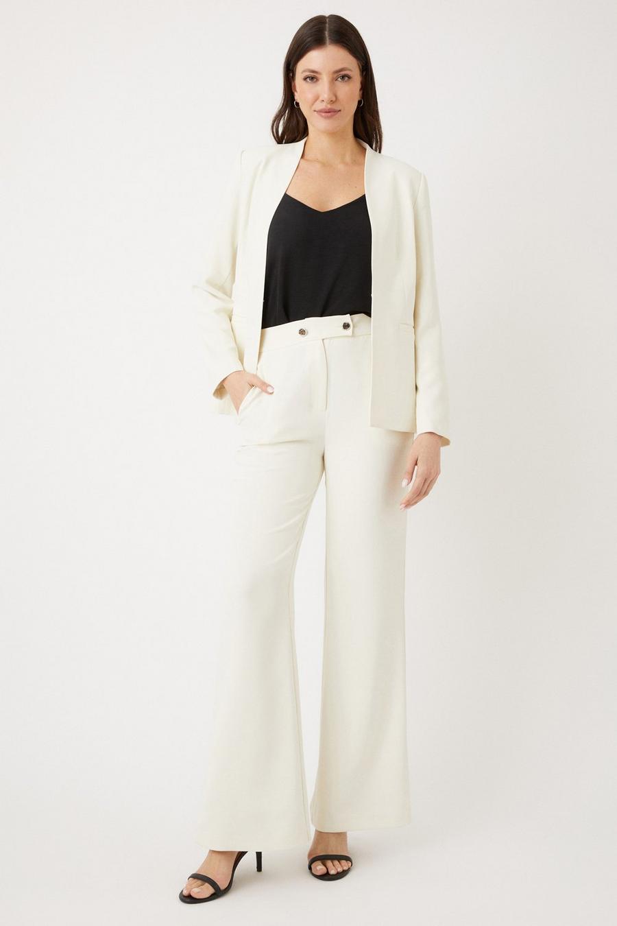 Ivory Double Button Wide Leg Trousers