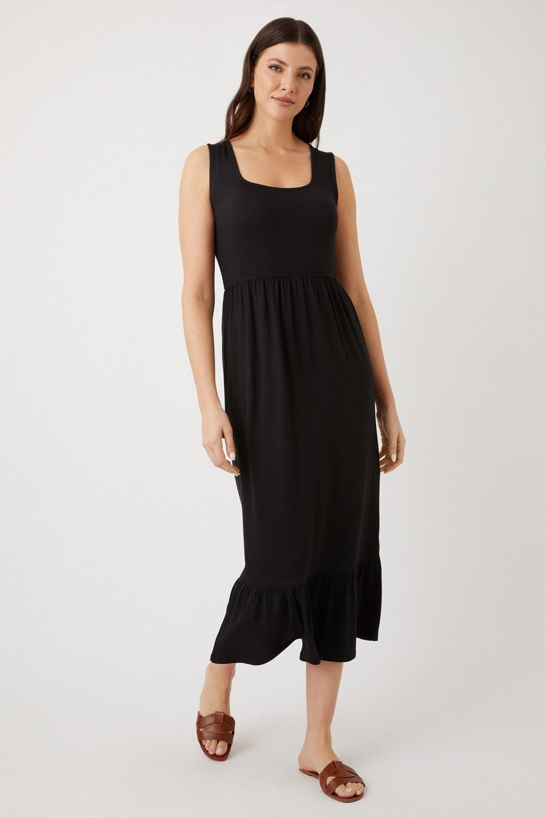 Black Tiered Jersey Maxi Dress image number 1