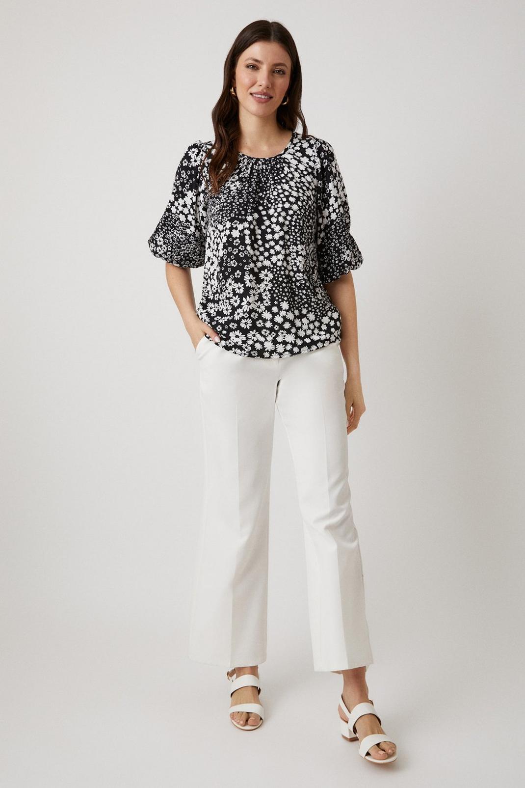Mono Ditsy Floral Woven Blouse image number 1