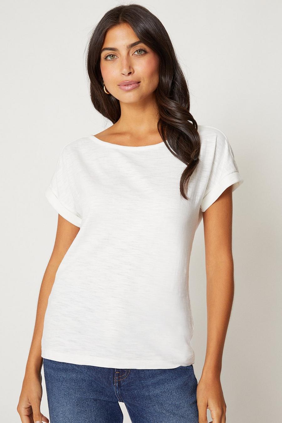 Essential Cotton Slub Roll Sleeve T-shirt