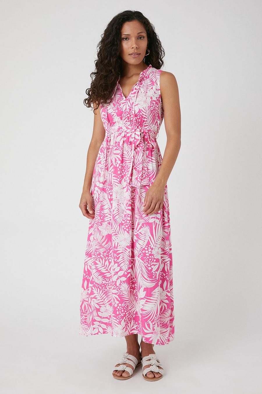 Petite Pink Floral Woven Maxi Dress