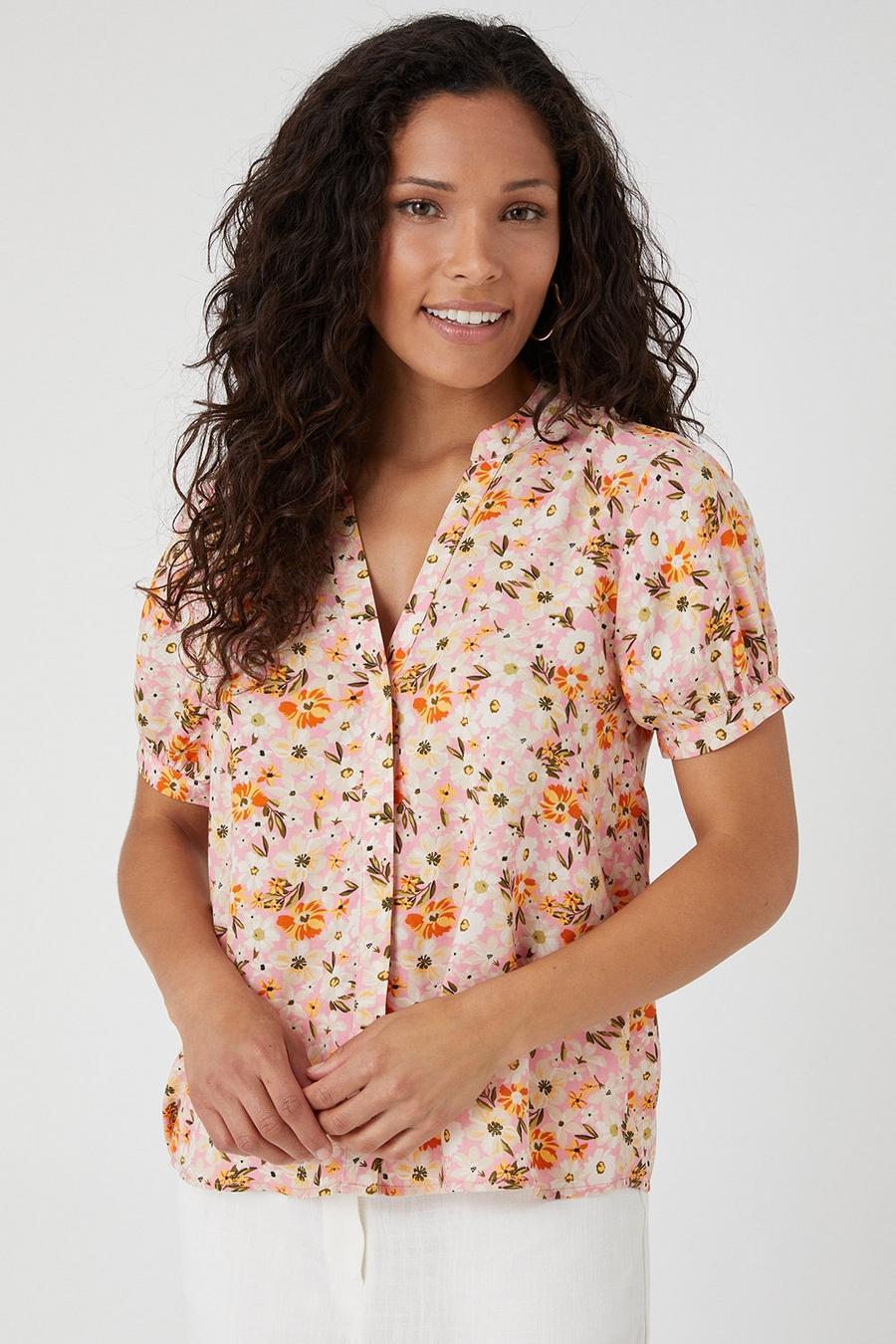 Petite Pink Floral Overhead Shirt