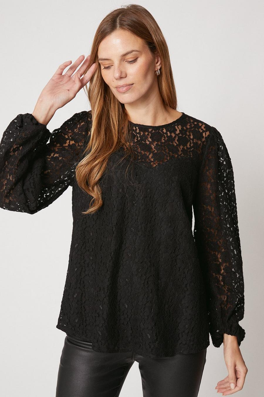 Corded Lace Long Sleeve Top