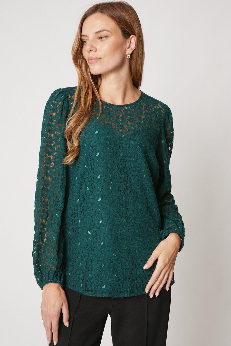 Corded Lace Long Sleeve Top