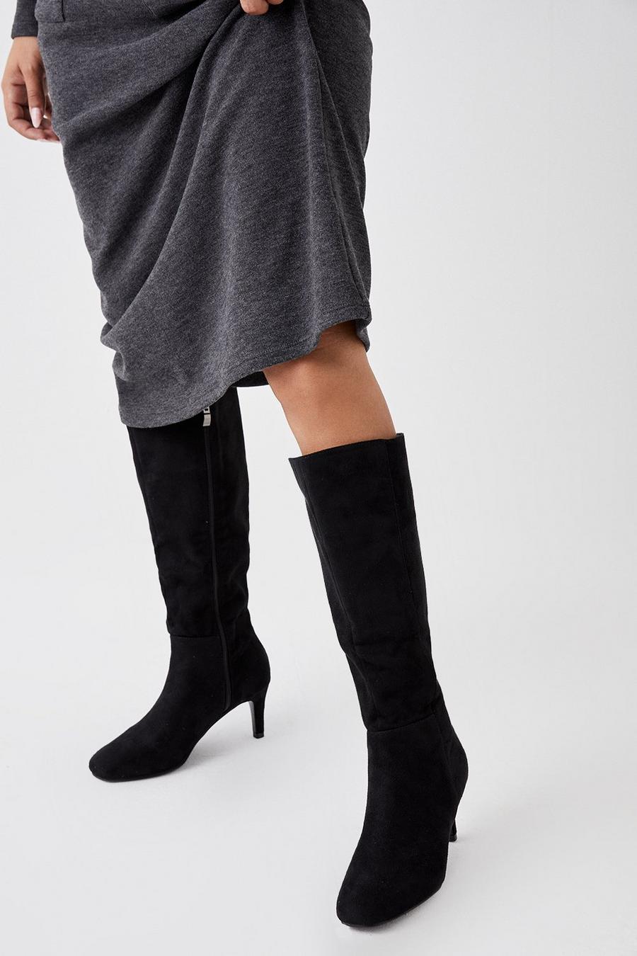 Heidi Stretch Almond Toe Medium Heel Knee Boots