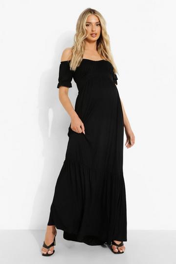 Maternity Off The Shoulder Maxi Dress black