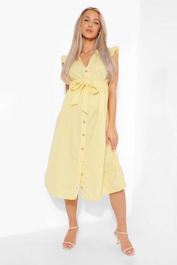 Maternity Cotton Button Down Midi Dress yellow