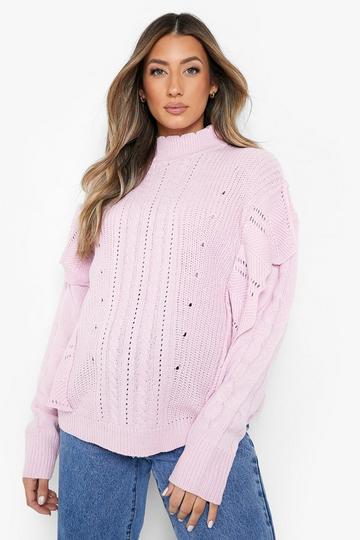Purple Maternity Scallop Edge Frill Jumper