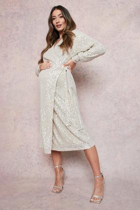 boohoo Maternity Wedding Embellished Batwing Dress  Batwing dress,  Maternity dress wedding guest, Maxi dress