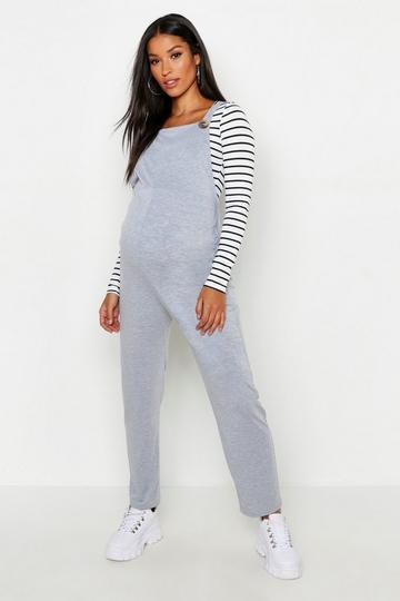 Maternity Jersey Lounge Dungarees grey marl