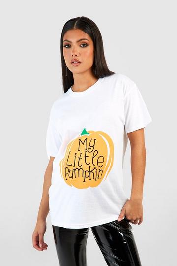 Maternité - T-shirt de grossesse à slogan My Little Pumpkin - Halloween blanc