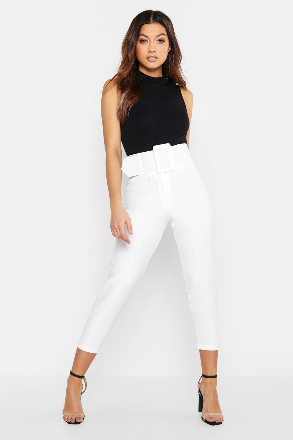 White high waist pants | boohoo US