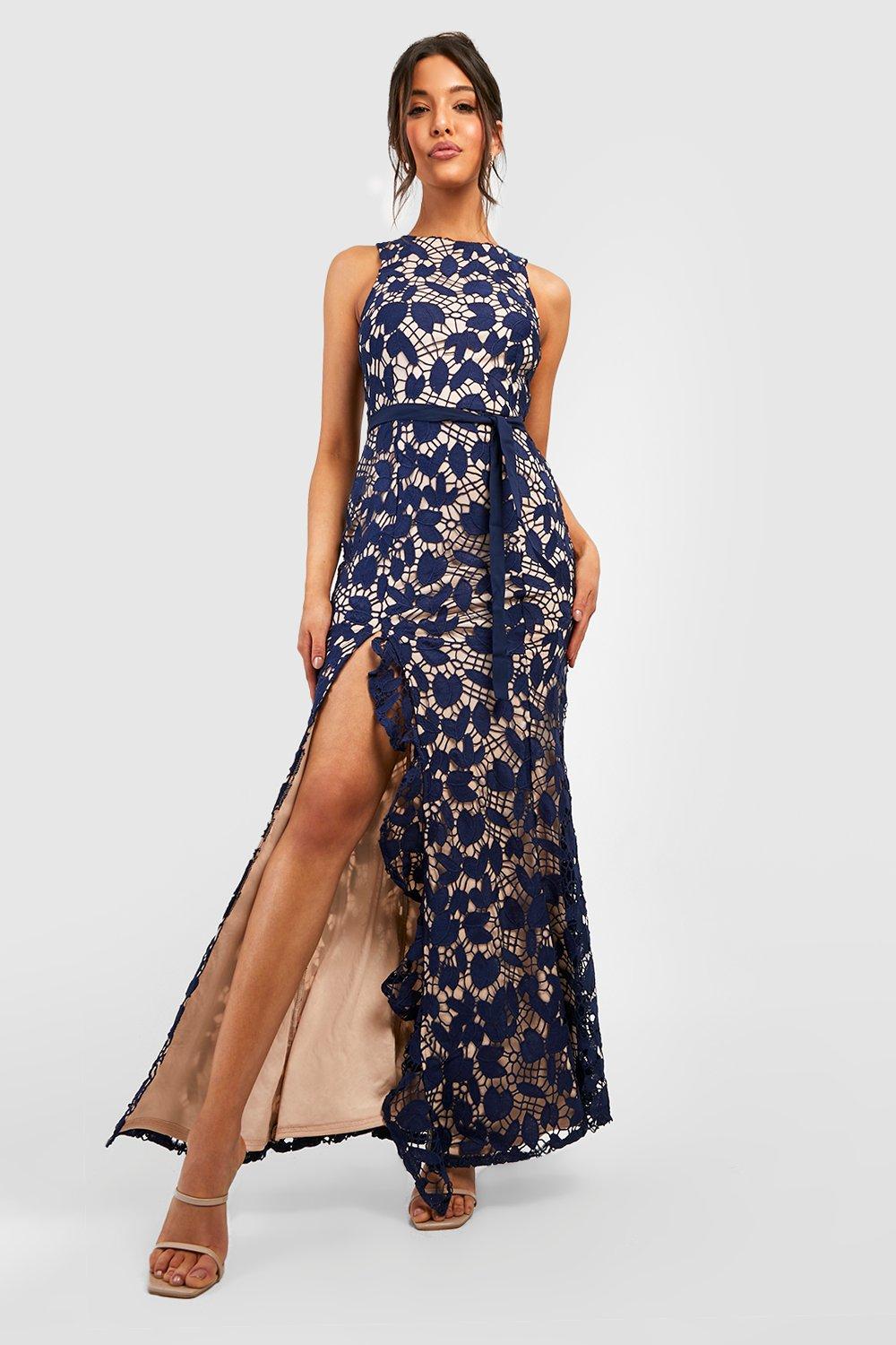 Navy sequin bardot fishtail maxi clearance dress