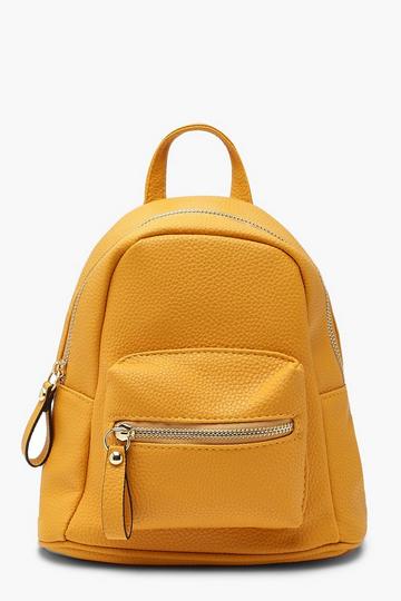 Mustard Yellow Grainy Mini Rucksack Bag