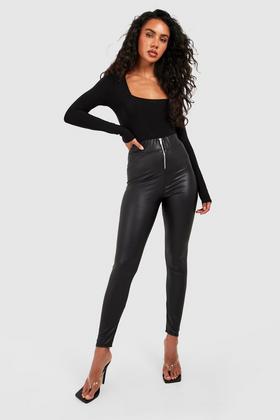 STRETCH LEGGINGS WITH ZIPS - Black