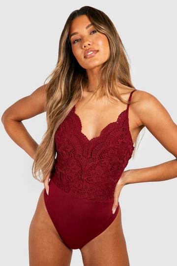 Premium Lace Bodysuit burgundy