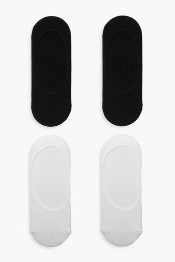Black & White Invisible Sock 4 Pack multi