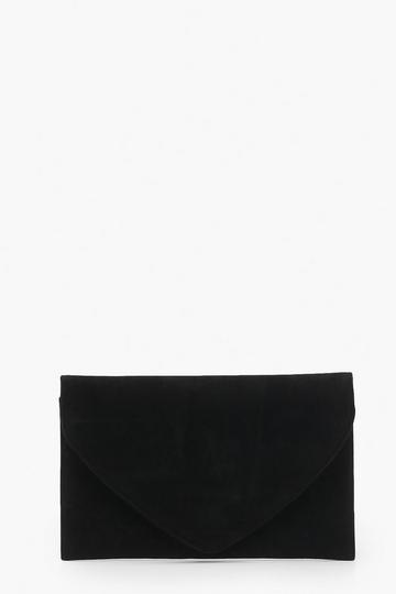 Black Suedette Envelope Clutch Bag