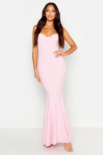 Fitted Fishtail Maxi Bridesmaid Dress soft pink