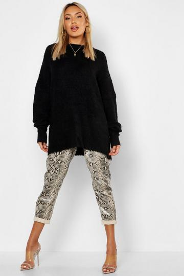 Oversized Rib Knit Boyfriend Jumper black