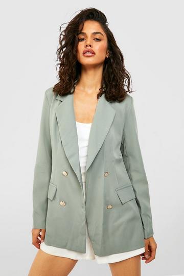 Double Breasted Boxy Military Blazer sage