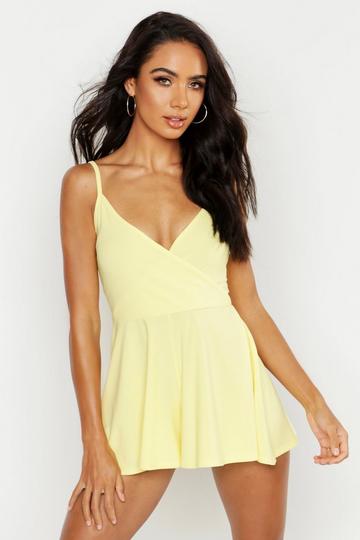 Yellow Basic Cami Wrap Playsuit