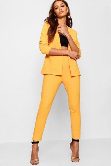 Yellow Jersey Crepe Fitted Blazer & Trouser Suit