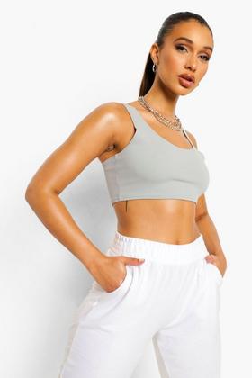 Boohoo Crepe Bralette Cropped White Size 8