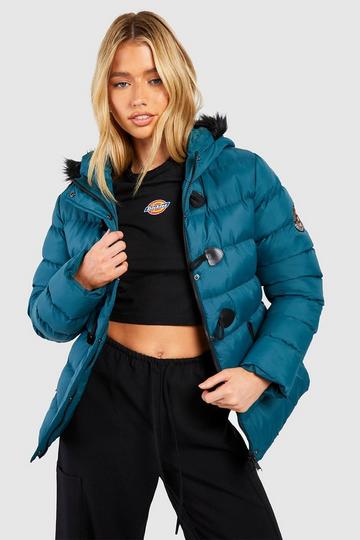 Teal Green Short Quilted Bubble Jacket