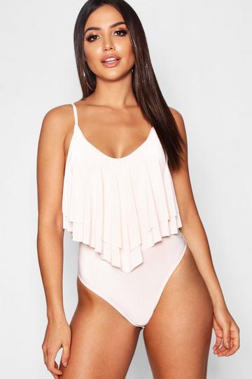 Nude Double Layer Frill Bodysuit