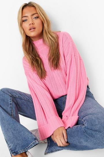 Maxi Wide Sleeve Wide Rib Sweater cherub pink