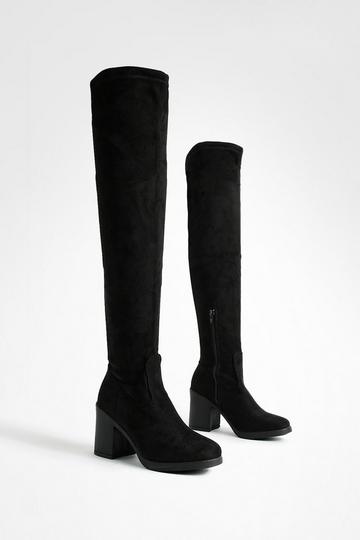 Chunky Over The Knee High Boots black