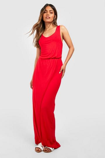 Racer Back Maxi Dress red