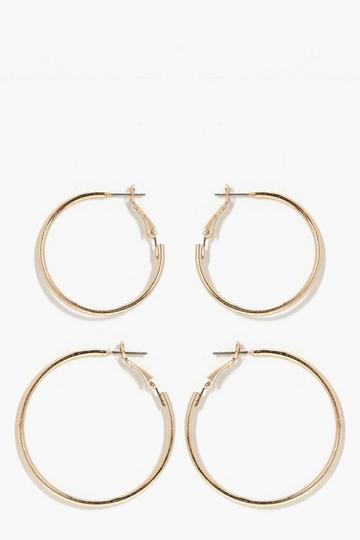 Gold Metallic Hoop Earrings 2 Pack