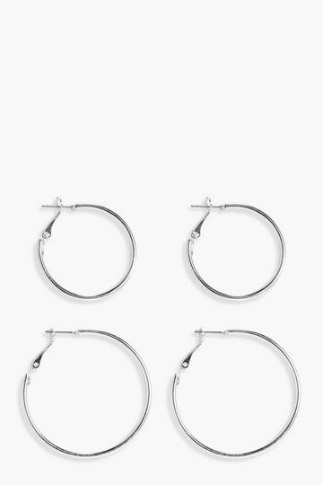 Silver Hoop Earrings 2 Pack