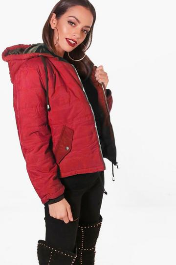 Red Hooded Padded Jacket
