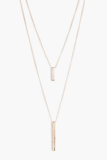 Gold Metallic Double Bar Layered Necklace
