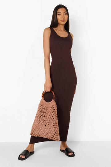 Chocolate Brown Tall Basic Maxi Dress