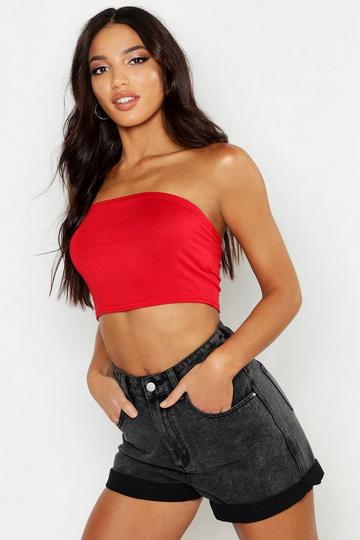 Red Basic Jersey Bandeau Top